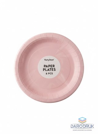 Partydeco Talerz jednorazowy jasno różowy papier śr. 180mm 6 szt Partydeco (TPP90-1081S)
