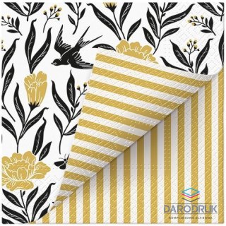 Paw Serwetki Lunch Double Design Design Time Swallow boho mix nadruk bibuła [mm:] 330x330 Paw (SDLD001100)