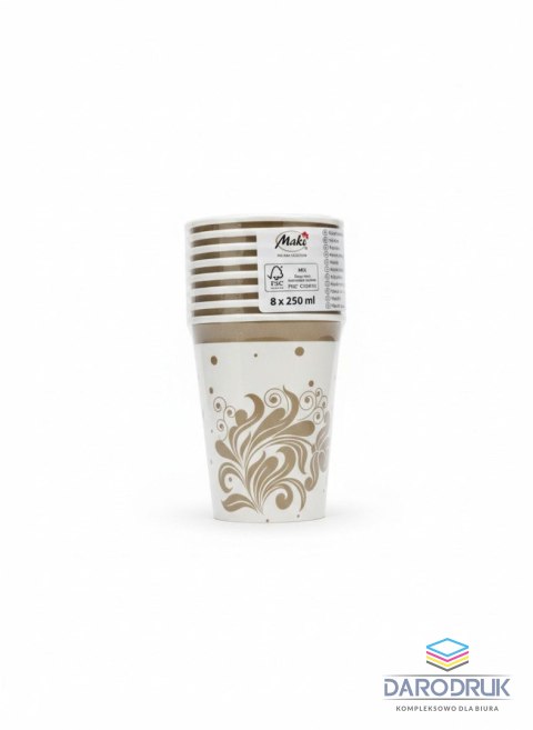 Pol-mak Kubek jednorazowy maki Kropki, Ornamenty, Złote papier 250ml Pol-mak (KM01_OG_054602)
