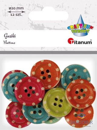 Titanum Guziki Craft-Fun Series drewniane okrągłe 20mm mix 12 szt Titanum