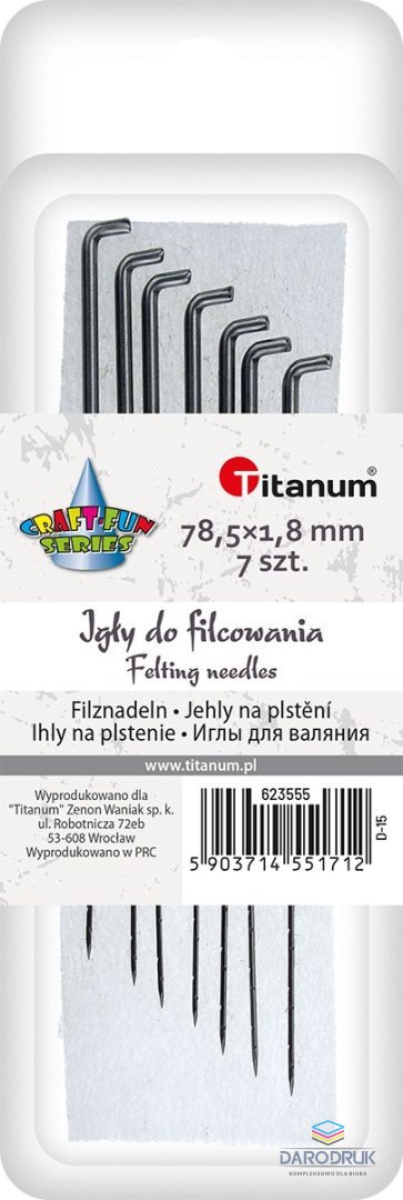 Titanum Igły Craft-Fun Series IGŁY do filcowania metal Titanum 7 sztuk