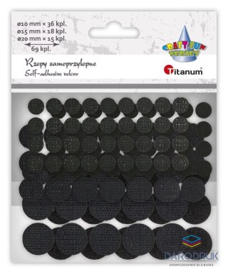 Titanum Rzepy Craft-Fun Series samoprzylepne czarne 3 rozmiary 69 szt Titanum (5903714546008)
