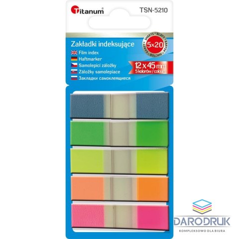Titanum Zakładka indeksująca PP 12x45mm 5 kolorów fluo