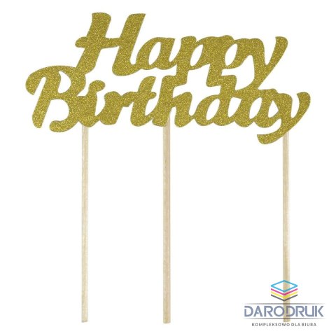 Arpex Dekoracja na tort Happy Birthday złota Arpex (KK0393FZLO-1315)
