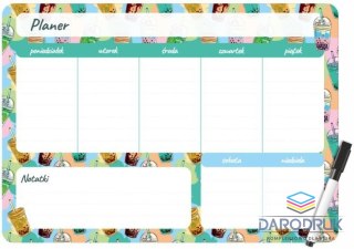 Biurfol Podkład na biurko BUBBLE TEA PLANER MAGNETYCZNY TYGODNIOWY mix PVC PCW Biurfol (PM-02-37)