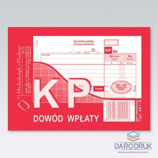 Michalczyk i Prokop Druk samokopiujący A6 KP Dowód wpłaty 80k. Michalczyk i Prokop (401-5)