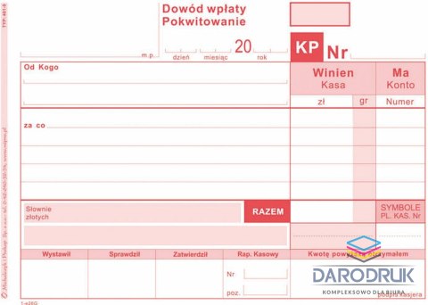Michalczyk i Prokop Druk samokopiujący A6 KP Dowód wpłaty 80k. Michalczyk i Prokop (401-5)