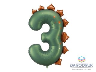 Partydeco Balon foliowy Cyfra 3 dinozaur, 92 cm Partydeco (FB315-3)