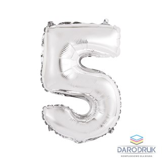 Godan Balon foliowy cyfra 5 srebrny 35 cm 16cal Godan (FG-C35S5)