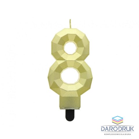 Godan Świeczka urodzinowa cyferka 8 - Diament, metalik złoty, 7.6 cm Godan (PF-SDZ8)