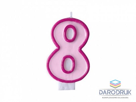 Partydeco Świeczka urodzinowa Cyferka 8 w kolorze różowym 7 centymetrów Partydeco (SCU1-8-006)