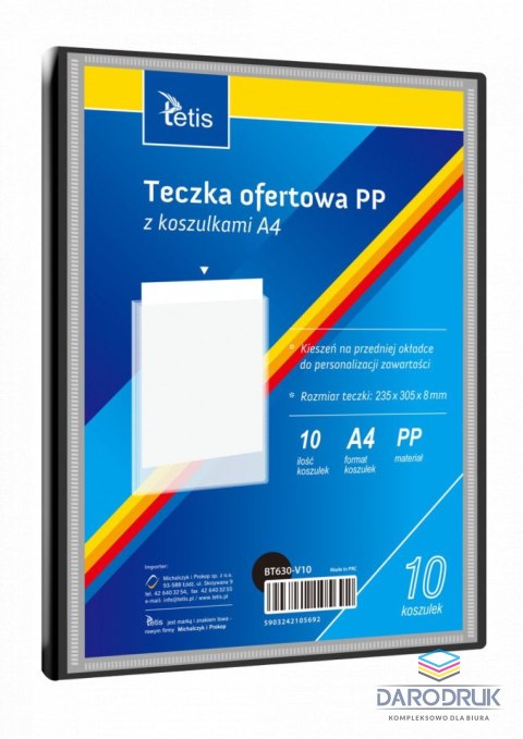 Tetis Teczka kartonowa na suwak 10 koszulek A4 czarny Tetis (BT630-V/24/)