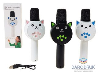 Adar Mikrofon zabawkowy kotek, 20x8x5cm,z głośnikiem Bluetooth, kabel USB Adar (617544)