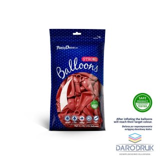 Partydeco Balon gumowy Party Deco BALONY STRONG METALLIC metalizowany 50 szt czerwony 270mm Partydeco (SB12M-007J/50)