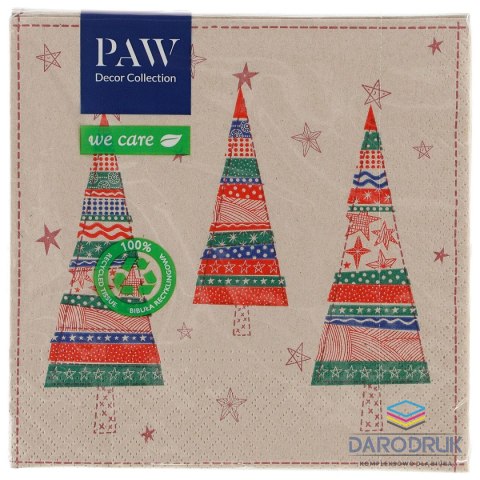 Paw Serwetki PATCHWORK TREES beż piaskowy papier [mm:] 330x330 Paw (SDLE020800)