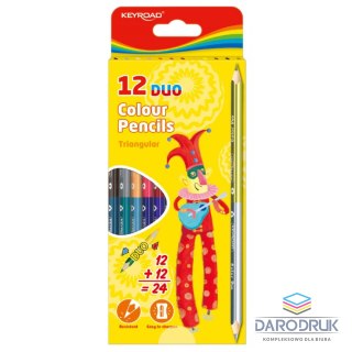Keyroad Kredki ołówkowe dwustronne 12 szt 24 kol. Keyroad (KR971281)