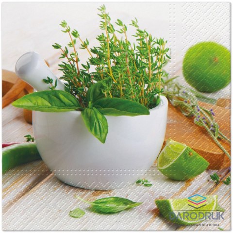 Paw Serwetki Lunch Kitchen Herbs mix nadruk bibuła [mm:] 330x330 Paw (SDL146000)