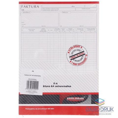 Stolgraf Druk samokopiujący A4 faktura VAT A4 uniwersalna 100k. Stolgraf (F4)