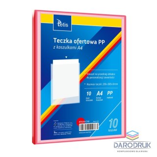 Tetis Teczka plastikowa na zatrzask czerwona A4 z 10 koszulkami 5903242104763 A4 czerwony Tetis (BT630-C10)