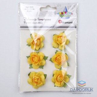 Titanum Ozdoba papierowa Craft-Fun Series róże na druciku Titanum (25YX0902-12- yellow)