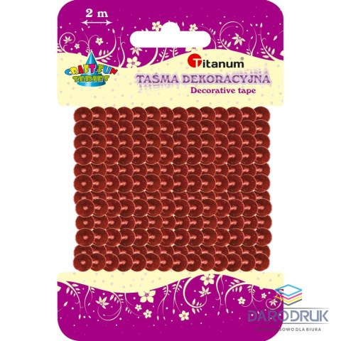 Titanum Taśma ozdobna Craft-Fun Series z cekinów 6x2 [mm x m] czerwona Titanum (363632)