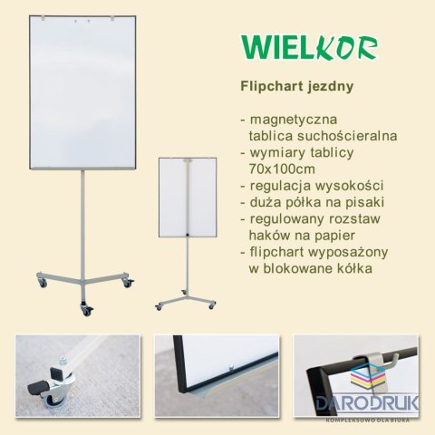 Wielkor Tablica flipchart jezdny [mm:] 700x1000 Wielkor