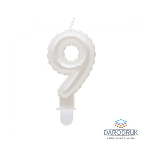 Godan Świeczka urodzinowa cyferka 9, perłowa biała, 7 cm Godan (SF-PBI9)
