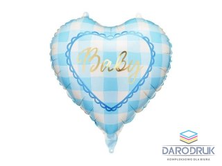 Partydeco Balon foliowy Baby serce niebieskie 14cal Partydeco (FB347)
