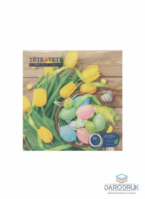 Paw Serwetki WN Easter basket and tulips mix nadruk bibuła [mm:] 330x330 Paw (TL123200)