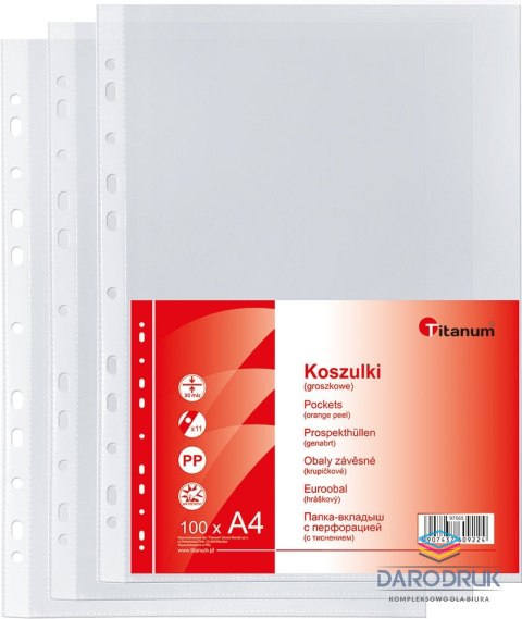 Titanum Koszulki na dokumenty Titanum A4 groszkowe 100 szt. typ U 30um