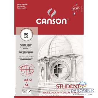 Canson Blok rysunkowy Student A4 biały 90g 100k [mm:] 210x297 Canson (100554858)
