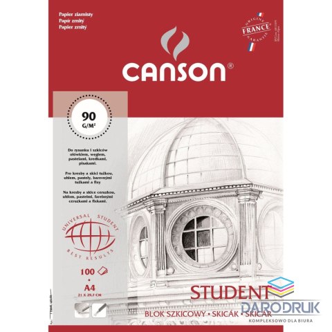 Canson Blok rysunkowy Student A4 biały 90g 100k [mm:] 210x297 Canson (100554858)