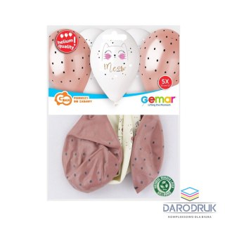 Godan Balon gumowy kotek 13 cal, 5 sztuk pastelowy 5 szt mix 330mm 13cal Godan (GMS120/KOT)