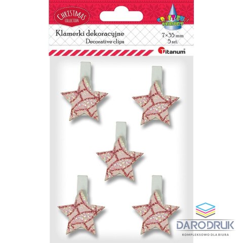 Titanum Ozdoba drewniana Craft-Fun Series klamerki XMAS gwiazdki Titanum (18BR-33)
