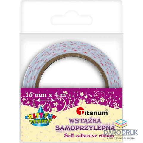 Titanum Taśma ozdobna Craft-Fun Series tekstylna samoprzylepna w kropki 15x4 [mm x m] biała Titanum