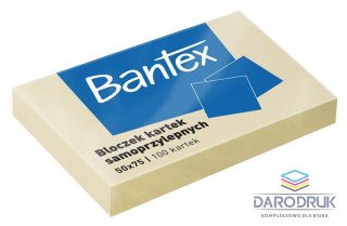 Bantex Notes samoprzylepny (karteczki) żółty 100k [mm:] 50x75 Bantex (400086385)