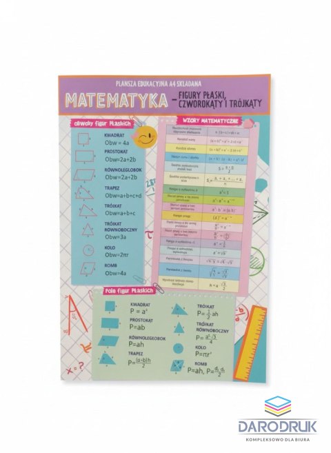 Henry Książeczka edukacyjna KARTA EDUKACYJNA mATEMATYKA FIGURY PŁASKIE TRÓJKĄTY I CZWOROKATY Henry (5905701489817)