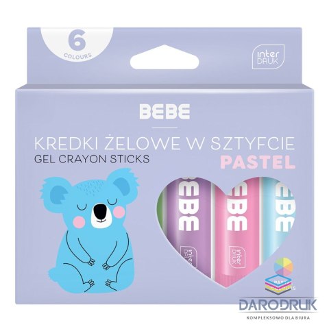 Interdruk Kredki żelowe BB PASTEL 6x10g 5902277316639 Interdruk (IFARPLSZTBBP)
