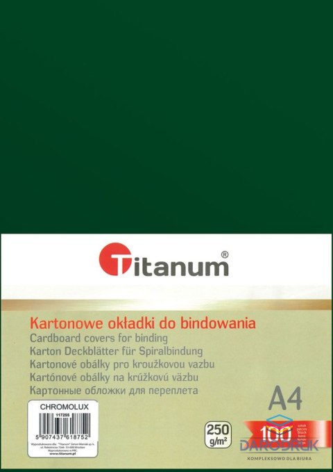 Titanum Karton do bindowania A4 błyszczący - chromolux zielony 250g Titanum