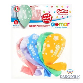 Godan Balon gumowy Premium Hel z nadrukiem 1, 13 cali/5 sztuk mix 330mm 13cal Godan (GS120/1)