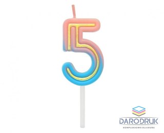 Godan Świeczka urodzinowa cyferka B&C Neon 5, 44x28x12mm Godan (7C-SCN5)