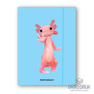 Narcissus Teczka kartonowa na gumkę Teddies& Aksolotl A4 niebieski 270g Narcissus