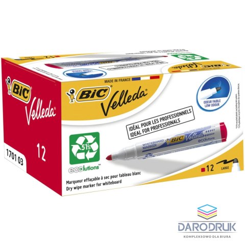 Bic Marker suchościeralny Velleda Ecolutions 1701 wkład czerwony 1,5mm okrągła końcówka Bic (904939)
