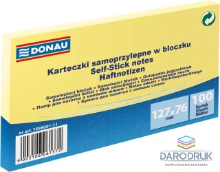 Donau Notes samoprzylepny (karteczki) żółty jasny 100k [mm:] 127x76 Donau (7588001-11)