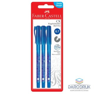 Faber Castell Długopis Blister 3 Szt CX7 niebieski wkład niebieski 0,7mm Faber Castell (246806 FC)