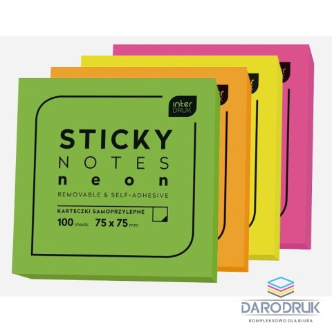 Interdruk Notes samoprzylepny (karteczki) mix 100k [mm:] 75x75 Interdruk (IKARSAM100N)