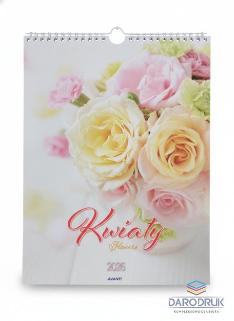 Avanti Kalendarz ścienny MAŁY SPIRALA KWIATY 230mm x 305mm Avanti (KSMS-6)