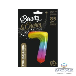 Godan Balon foliowy cyfra 7 tęczowy 85cm 40cal Godan (HS-C34T7)