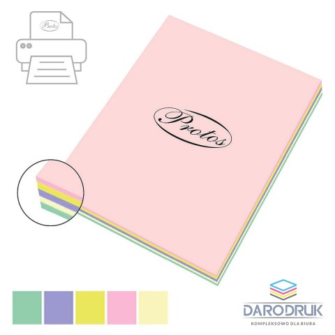 Protos Papier kolorowy A3 pastel mix pastelowy 100k. 80g Protos