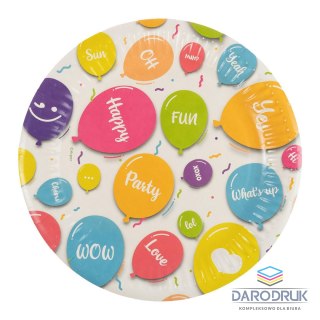 Arpex Talerz jednorazowy Happy Balloons! plastik śr. 180mm 8 szt Arpex (DC5877F)